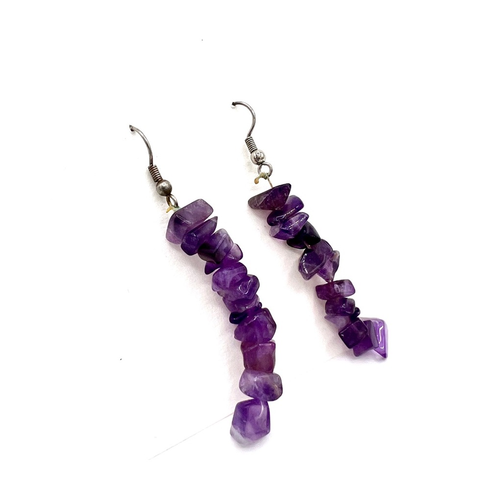 Amethyst chip drop earrings